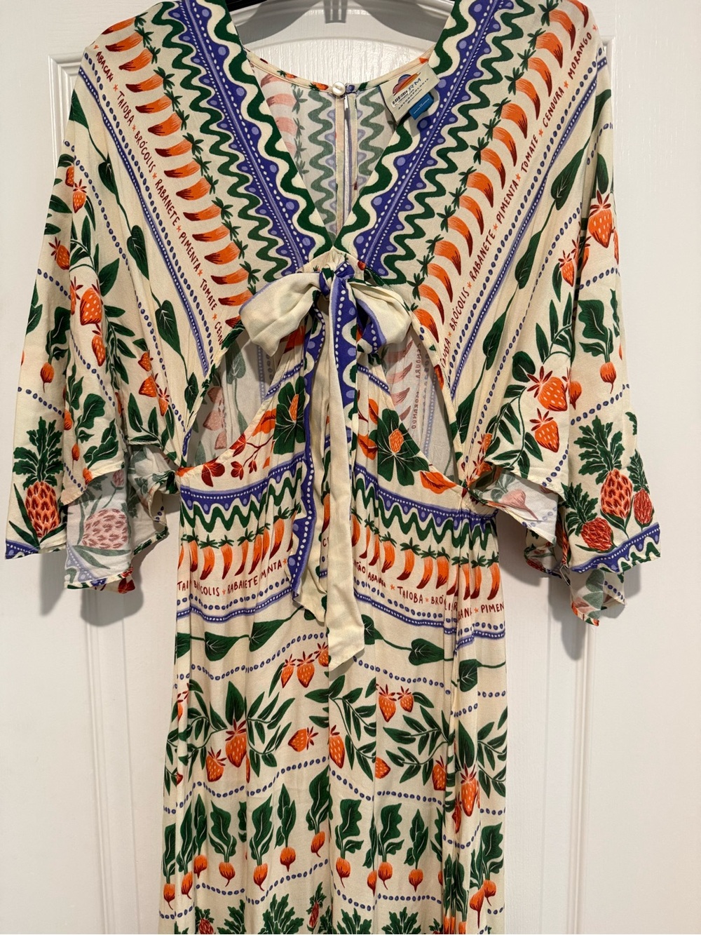 FARM Rio Cream Midi Dress with Orange, Green & Purple Floral Print - Picture 4 of 6